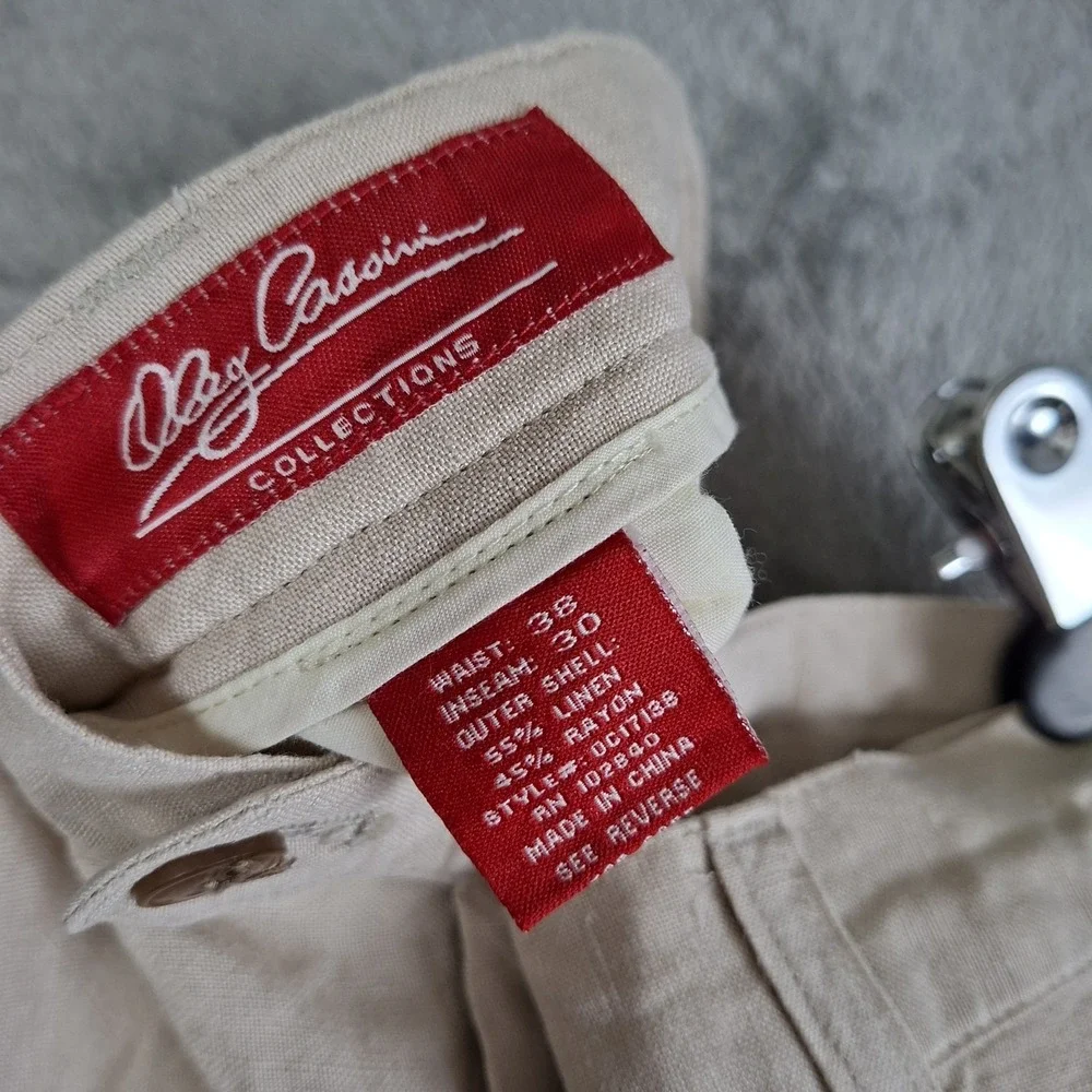 Vintage Oleg Cassini Men's Linen Pants 38x29‎ Full Cut Pleated Cuffed Beachy